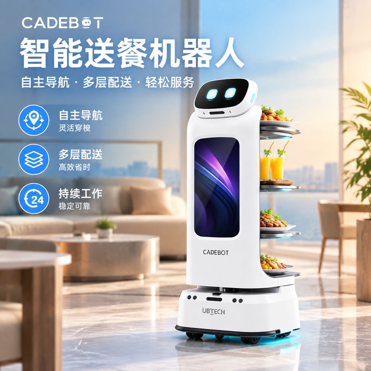 Youbixuan Hospital Youbao Restaurante de baño de pies KTV entrega automática inteligente de entrega de documentos pequeño robot de entrega de snacks
