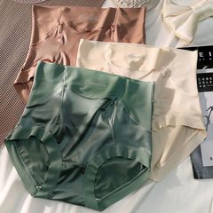 女性用の軽い高級下着、ハイウエスト、お腹コントロール、カールしない、肌に優しい、シームレスなアイスシルク、夏用の薄いヒップアップ、新しいスタイル、シンプルな女性用