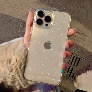 Прозрачный чехол с мелким блеском для Apple 16 Pro Max, iPhone 13, стильный силиконовый чехол для iPhone 12, мягкий чехол для iPhone 14, 15