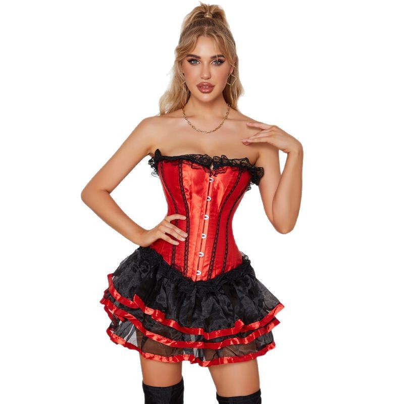 Lencería sexy transfronteriza de Amazon, conjunto de camisón de encaje de talla grande con corsé reductor de cintura, estilo palacio, bustier.