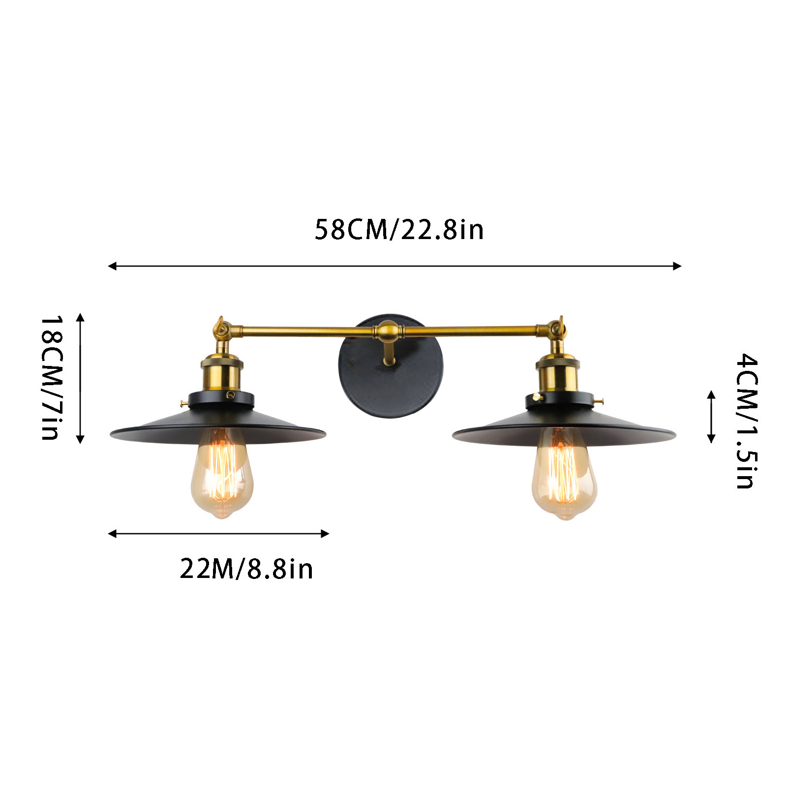 Restaurante transfronterizo, cafetería, pasillo, sala de estar, dormitorio, cabecera de cama, brazo largo, doble sección, lámpara de pared de hierro forjado retro americano