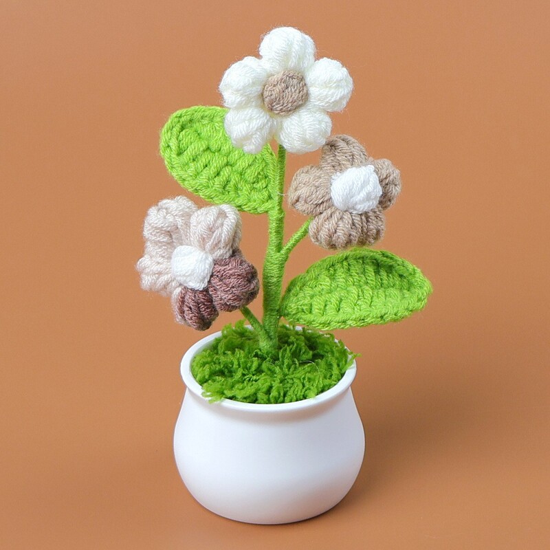 完成したウールひまわり鉢植えスズラン造花チューリップデスクトップ装飾品バレンタインデー教師クラスメートギフト|undefined