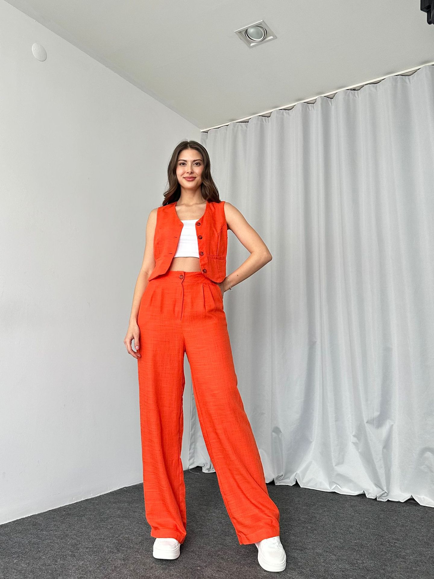 420g Weight Sleeveless Sleeve Length Spandex, Polyester Fabric Type Pant Co-ord Set Sets Type 2 Pieces Set Quantity Daily Occasion U Neck Neckline Regular Fit Fit Type Solid Color Pattern Summer Season Women's Gender Button Design Streetwear Style Daily Women's Streetwear Solid Color Spandex Polyester Button Pant Co-ord Set Pants Sets 17
