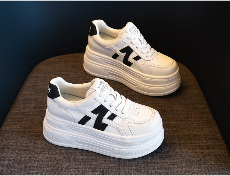 Giày sneaker nữ chunky đế dày tăng chiều cao HJ5005 — Màu be đen chi tiết 5