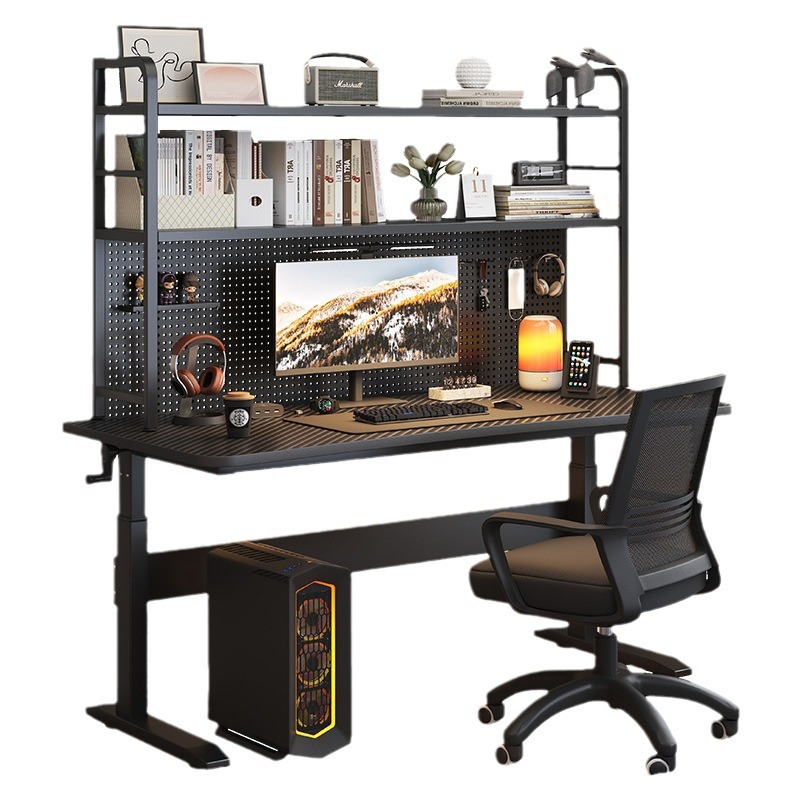 Escritorio de computadora de elevación Escritorio de juegos Escritorio de deportes electrónicos Dormitorio Hogar con tablero de agujeros Estantería Escritorio Escritorio de oficina Banco de trabajo