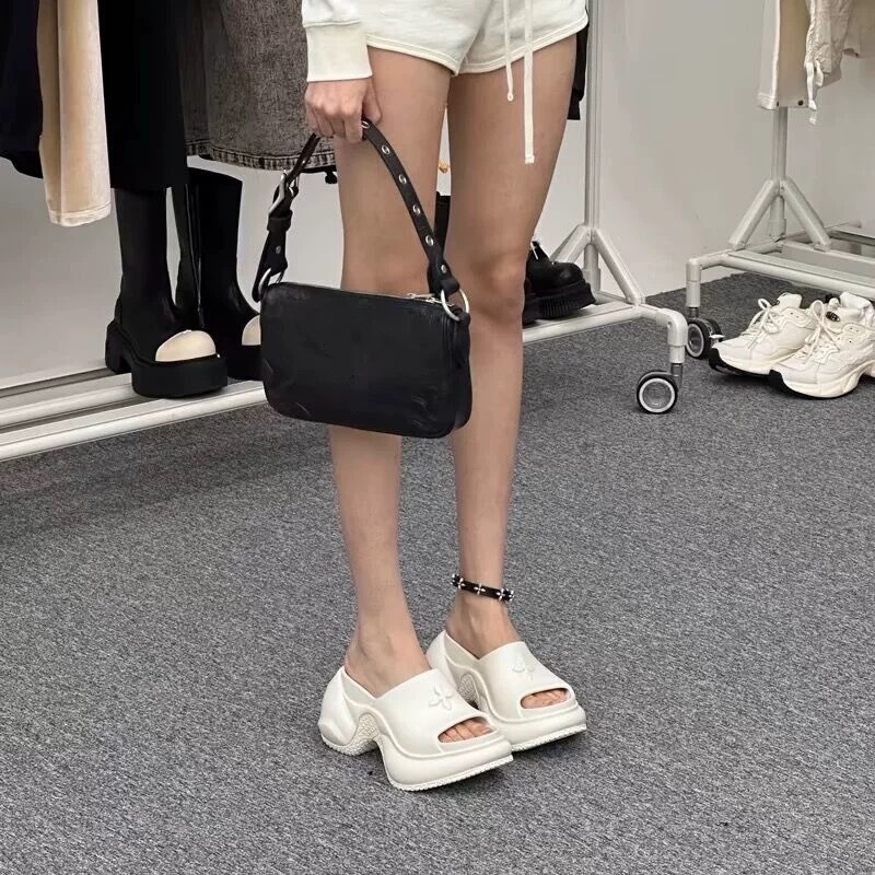 厚底拖鞋女2025十字花松糕厚底增高小个子外穿新款一字凉拖女批发|undefined