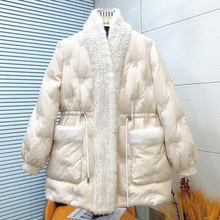 冬季新款水貂毛领皮草羽绒服女刺绣年轻款大衣保暖显瘦鹅绒服外套