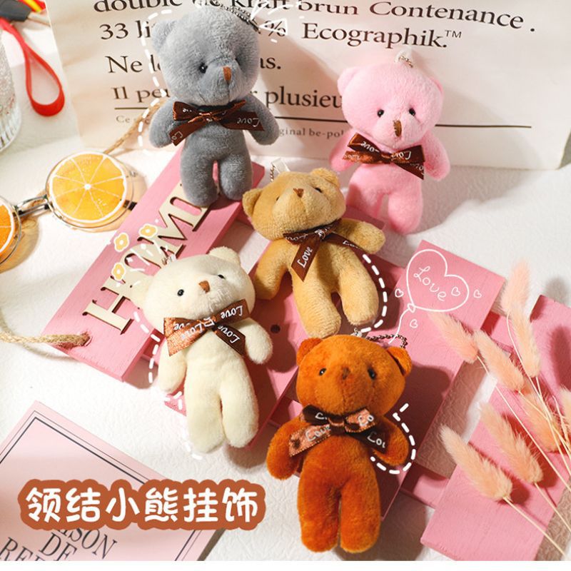 Celebridad en línea lindo pequeño oso colgante de peluche muñeca oso muñeca pequeña bolsa de muñeca accesorios llavero femenino
