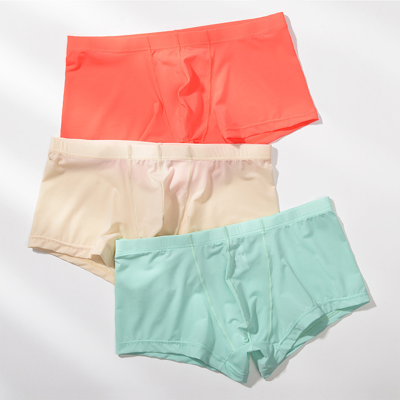 Junye men's ice silk underwear low waist breathable bag summer thin sexy transparent boxers Men's Youth boxers