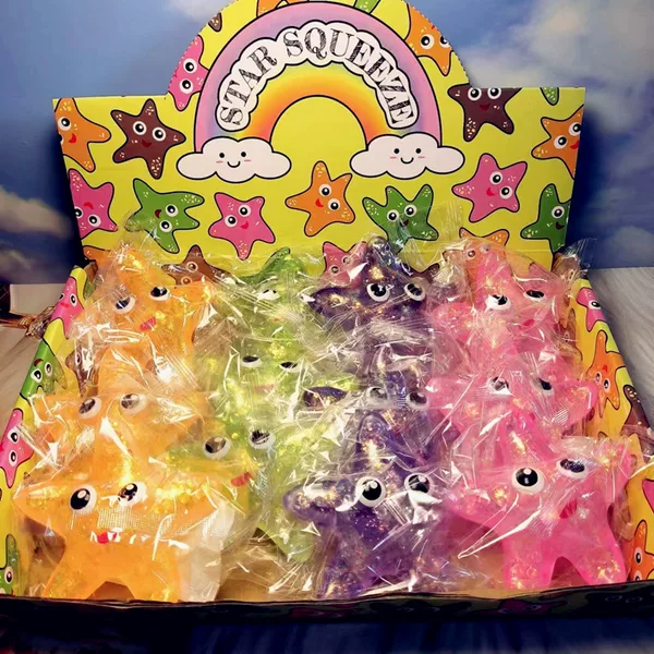 Cross-border creative maltose pinch music decompression gold powder big eye starfish marine animals new strange toy factory wholesale