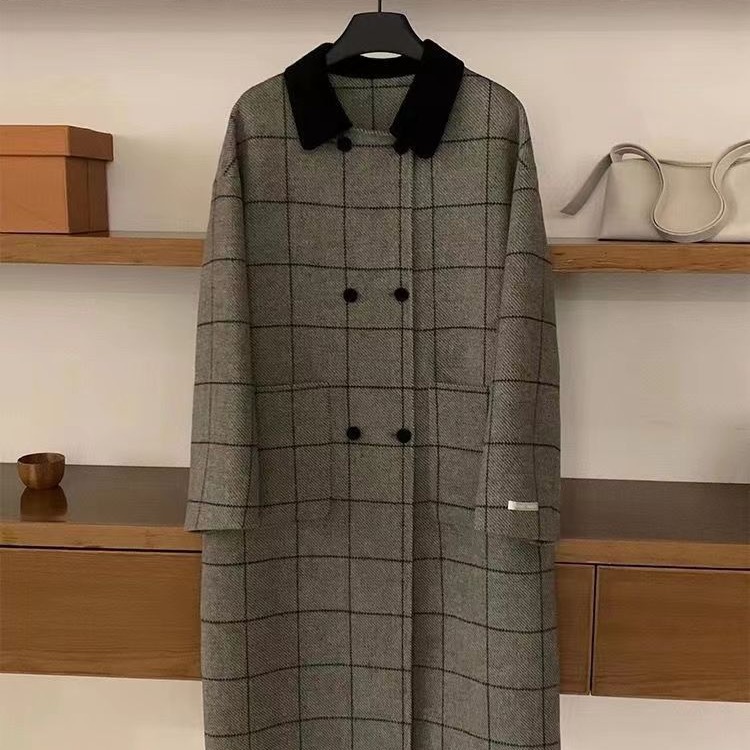 Double-sided woolen long retro suit