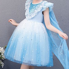爱莎公主裙女童连衣裙2023夏装新款洋气裙子蓬蓬纱儿童公主裙子