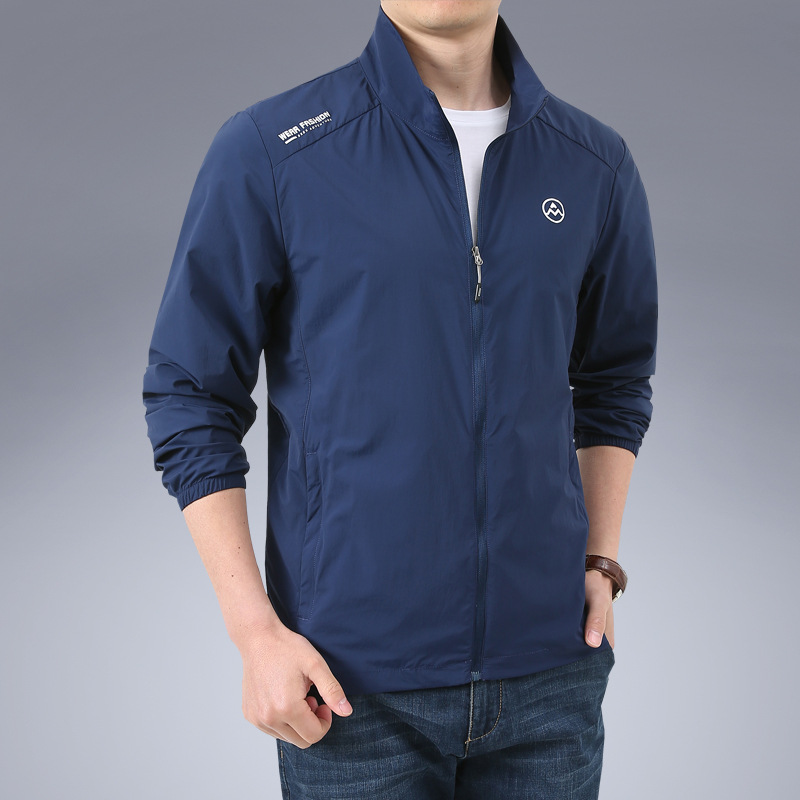 Primavera y el verano de seda de hielo pesca ropa de protección solar ropa de piel de los hombres nueva protección UV delgada soporte transpirable collar casual abrigo image 3