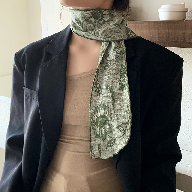 Pañuelo de seda, tira larga, estampado de alta calidad, bolso atado, decoración de cinta, accesorios de regalo, pañuelo de seda, estilo antiguo, diadema al por mayor