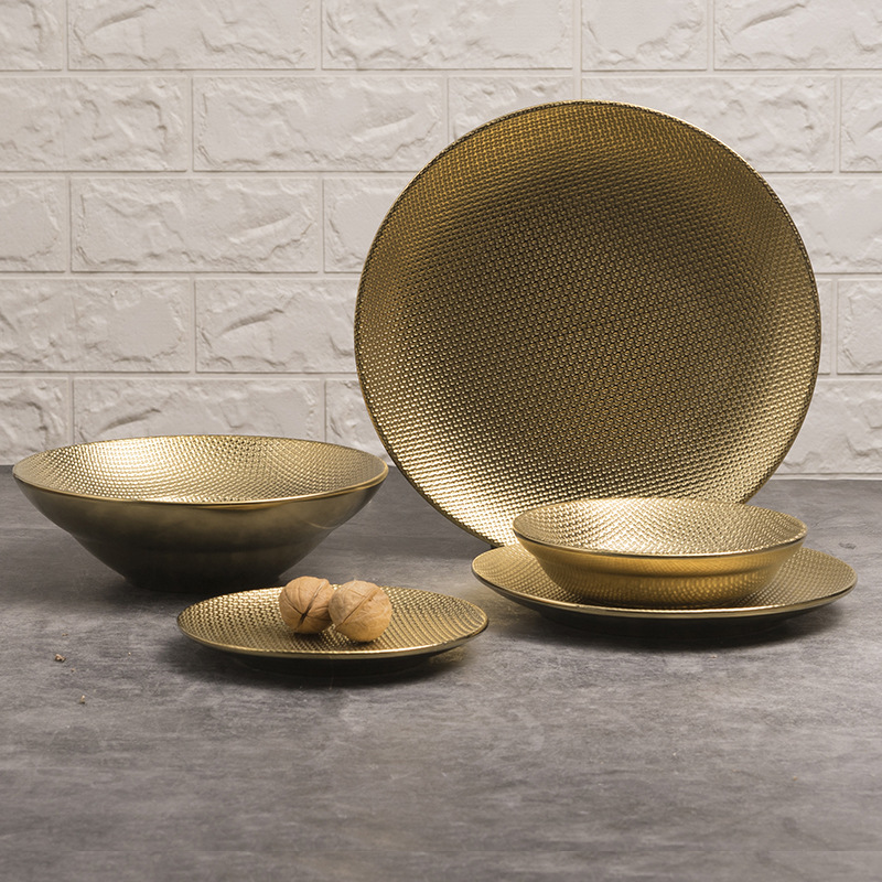 Platos de cerámica Placas de oro de porcelana Vajilla de lujo