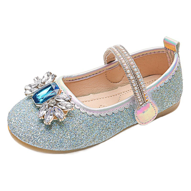 Детские туфли-балетки для девочек с кристаллами, весна-осень 2025, новые, из мягкой кожи, на мягкой подошве