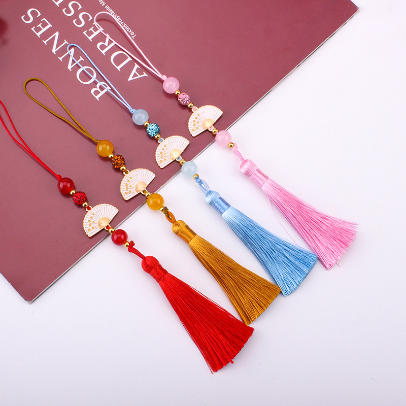 White Fan Tassel Ancient Chinese Clothing Tassel Cloud Fan Group Fan Ear White Ear Hanging Pendant Jewelry Fan Tassel Ear