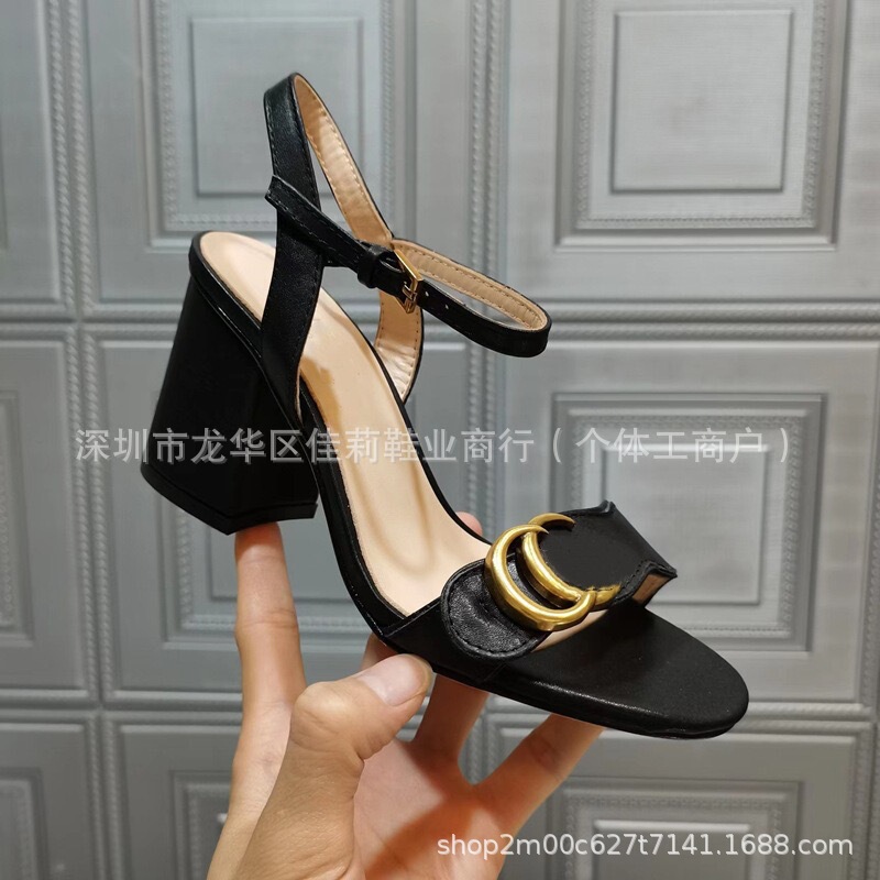 in stock European Station 2025G Cross-border New Chunky Sandals Black Leather Belt High Heel Large Size Shoes for Women in stock European Station 2025G Cross-border New Chunky Sandals Black Leather Belt High Heel Large Size Shoes for Women