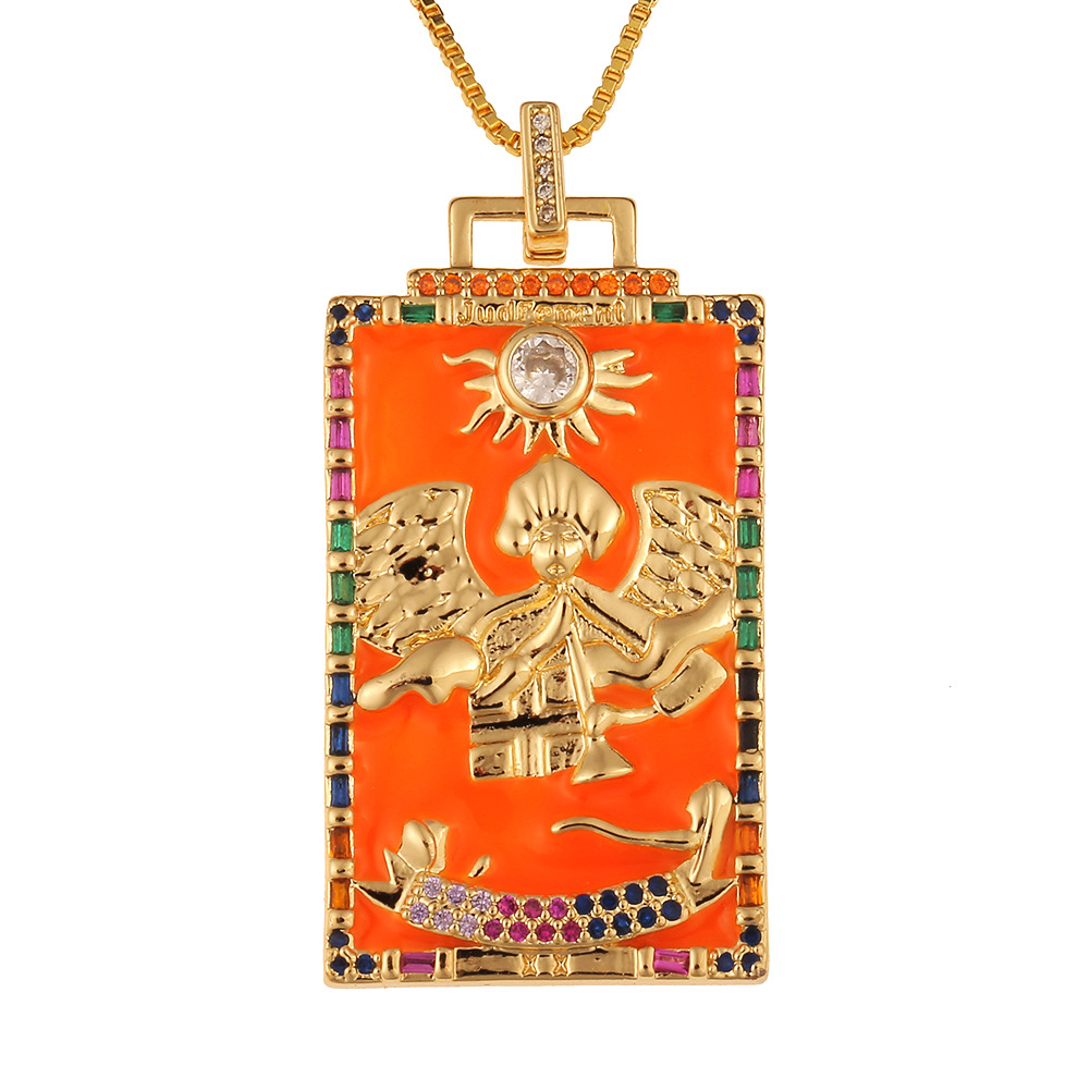 Fashion New Oil Drop Tarot Pendant Copper Zircon Necklace Wholesale Nihaojewelry display picture 9