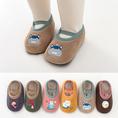Factory Wholesale Children's Spring, Autumn and Winter Velvet Non-Slip Toddler Socks Baby Floor Socks Floor Shoes Baby Toddler Shoes