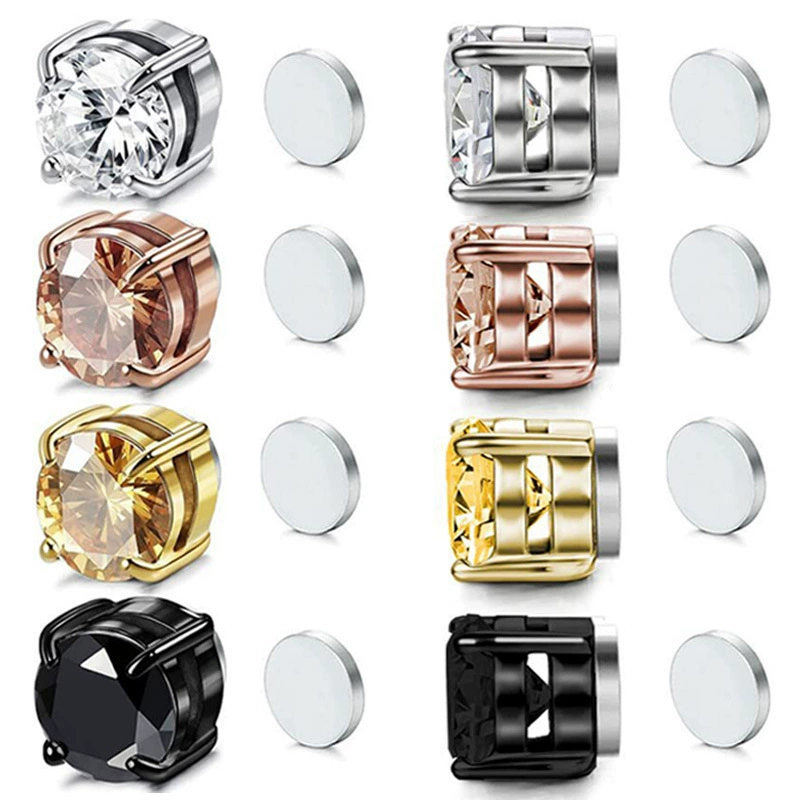 Трансграничные высокого класса без ушей серьги для мужчин и женщин циркон серьги гвозди из нержавеющей стали циркон магнитные наушники серьги производители оптом