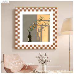 Nordic INS-style niche living room wall art frame decoration painting bedroom dining room bedside floral crystal porcelain painting