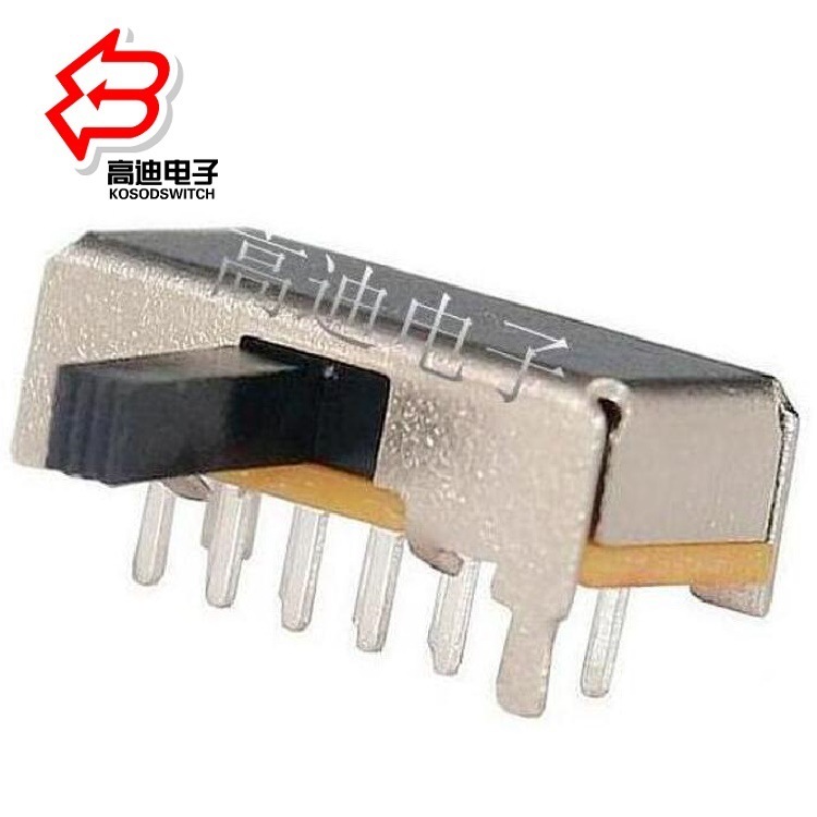 侧拨型2档拨动开关12脚 两档滑动开关双排4P2T 双排2位拨码开关