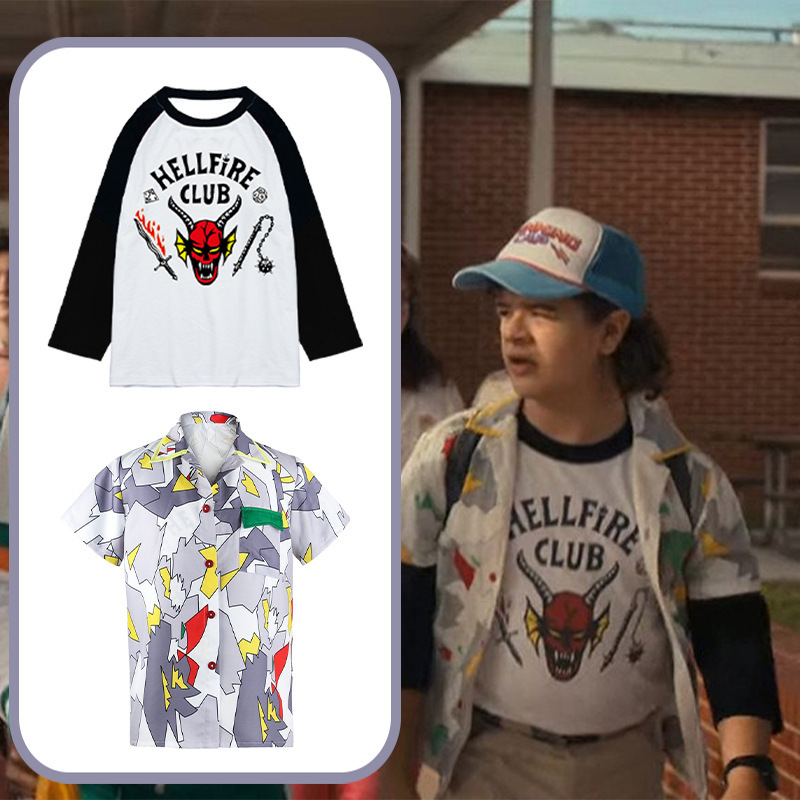 Strange Things 4cos Stranger Things Hellfire Club Cotton T-Shirt Dustin Shirt