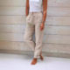 2024 Europe and the United States cross-border new foreign trade Amazon wish ladies high waist elastic waist solid color cotton and linen casual pants