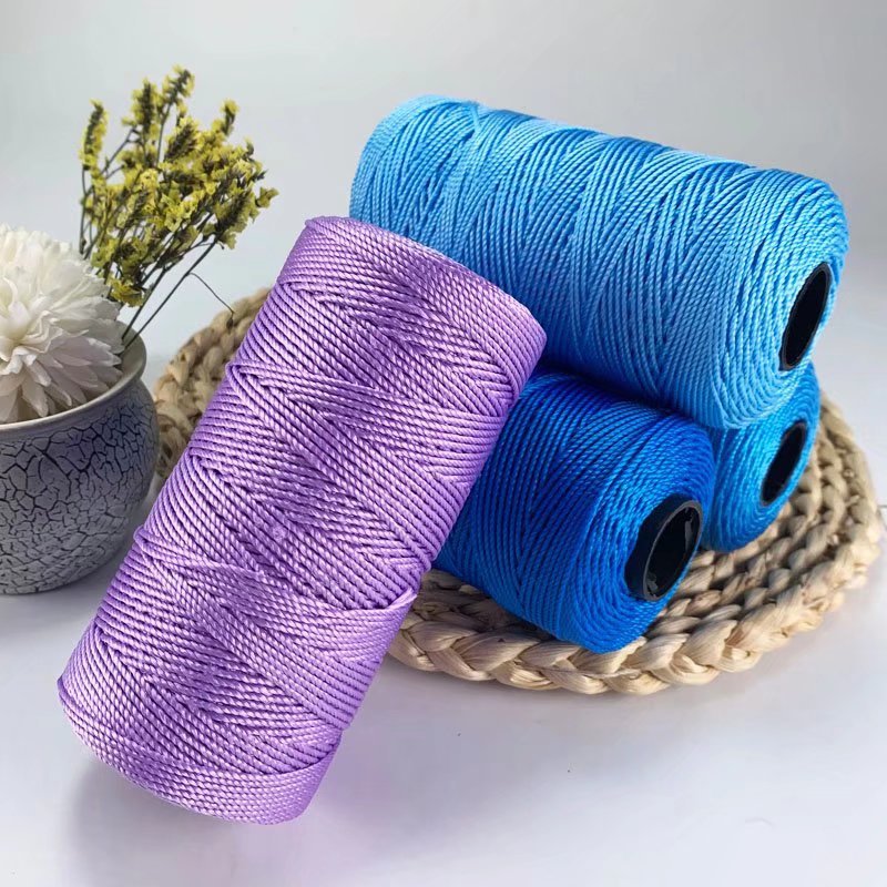 跨境批发合股线3股亮丝线冰丝线100g轴手编钩织遮阳帽鞋子包包线