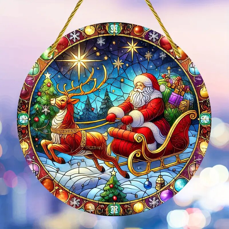 Colgante 2025 nuevos productos transfronterizos de la serie de Navidad disco de decoración para el hogar de joyas de Navidad acrílico