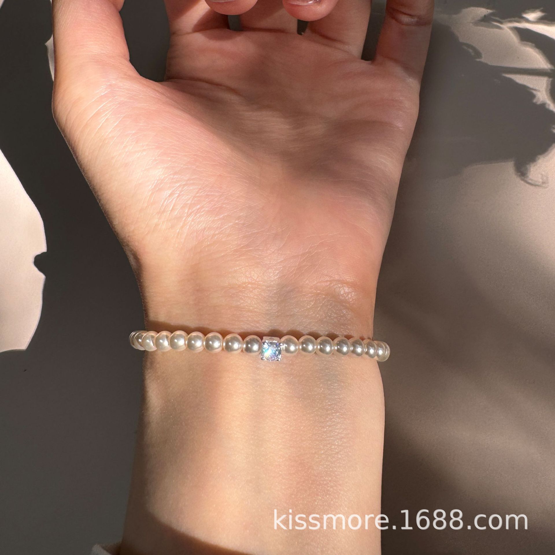 琛墨fever同款方锆仿珍珠手链女生高级感小众法式复古手饰925纯银