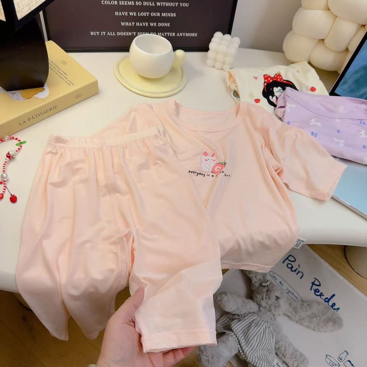 Pijamas para niños verano estilo fino Yasser niño manga tres cuartos encaje bebé aire acondicionado ropa traje de servicio a domicilio para niñas