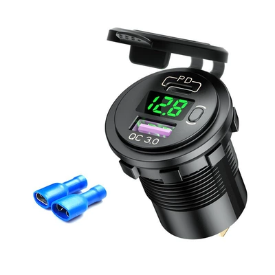 USB Charger, Mobil şarj cihazları - qc30pd-fast-chargingonoff-keydigital-display-greenterminal