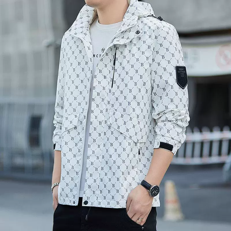 Чистый красный весной и осенью новая куртка для мужчин и женщин на открытом воздухе свободная ветрозащитная водонепроницаемая куртка мужская B-образная куртка с принтом