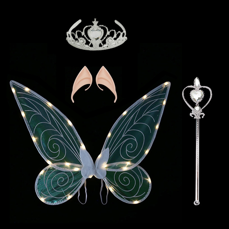 Navidad Nuevo estilo de emisión de luz ELF alas fiesta de vacaciones con flash mariposa Halloween accesorios de rendimiento para niños