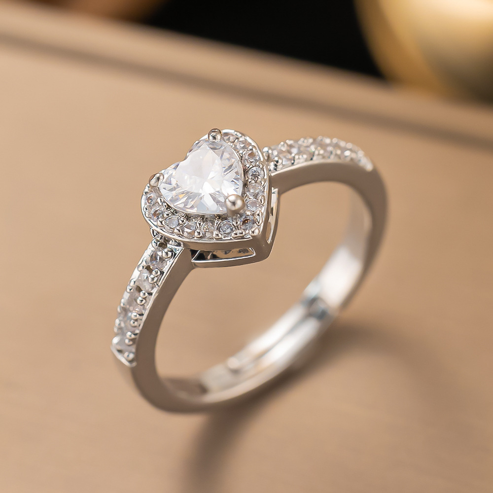 8g Weight Zircon Inlay Material Open Rings Classification 1 Piece Quantity Daily Occasion Copper Material Heart Shape, Bow Knot Pattern All Seasons Season Women's Gender Elegant Style Waterproof Non Tarnish Craft PVD Coated Real Gold Plated Heart Shape Bow Knot 304 Stainless Steel Elegant Glam Waterproof Non Tarnish Open Rings 22