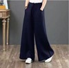 Autumn solid retro trousers, cotton and linen, high waist, loose straight fit