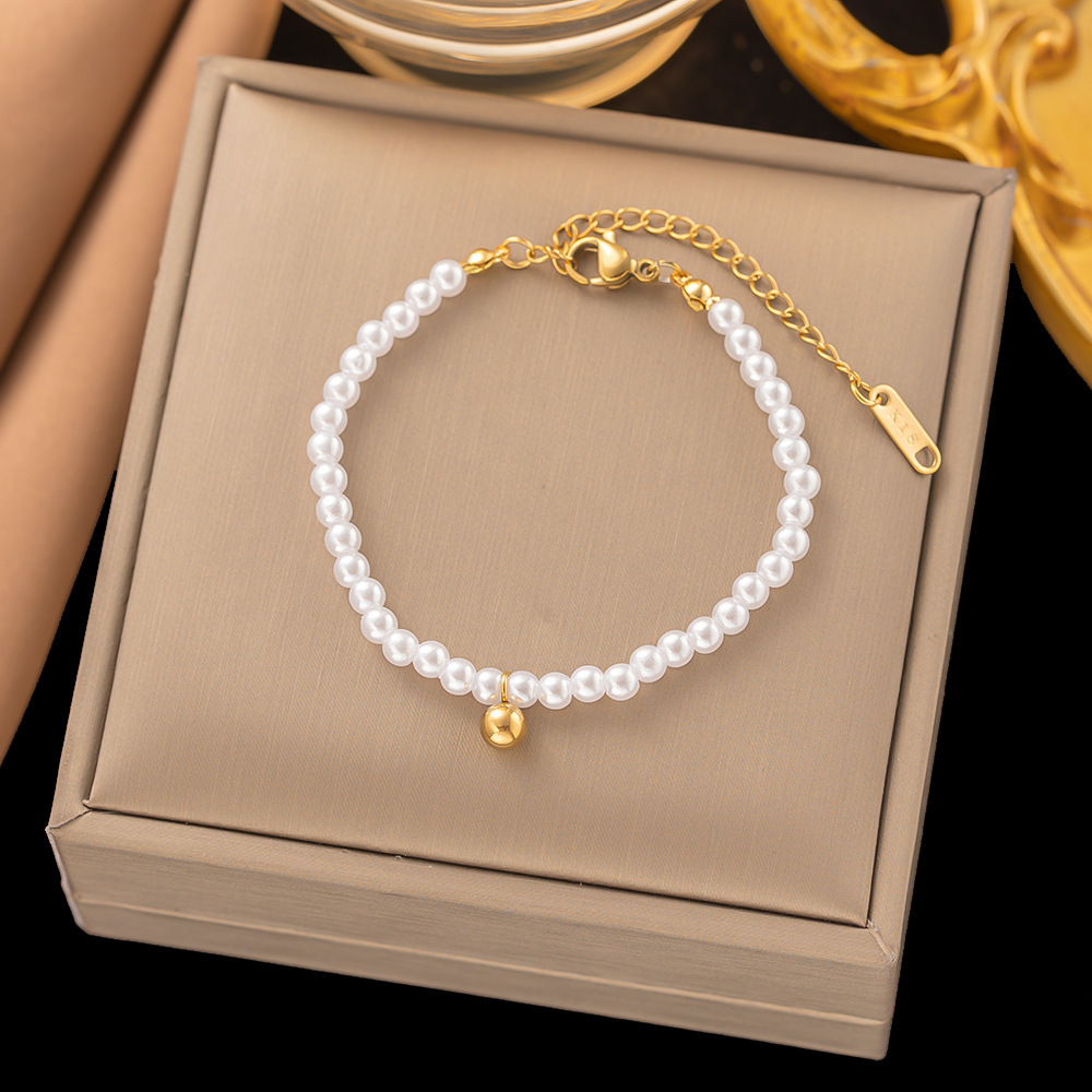40【e100】pearl bracelet gold