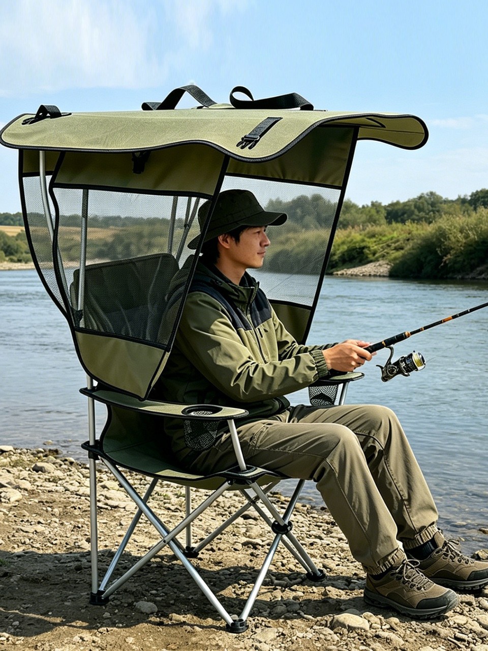 Mesa plegable silla de pesca silla plegable silla al aire libre acampado acero al carbono silla de ocio portátil Maza sombrilla