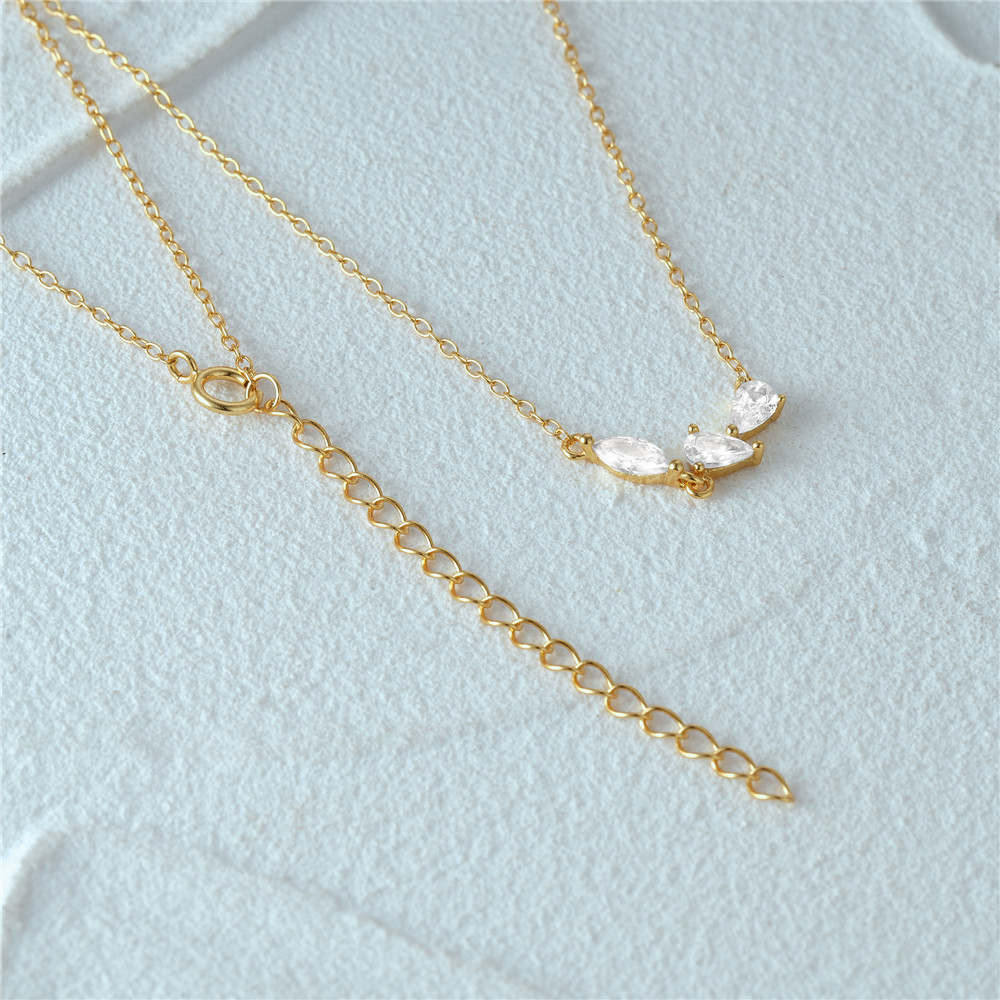 Daily, Street Occasion 925 Sterling Silver Zircon Cable Chain Plating Inlay Geometric Necklace