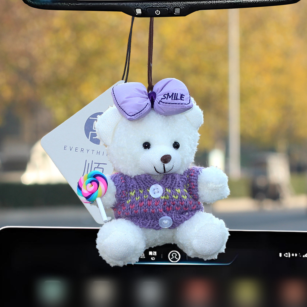Pequeño oso de peluche colgante de automóviles colgante de automóviles colgante de automóviles espejo retrovisor colgante de automóviles adornos perfumados joyas mujeres