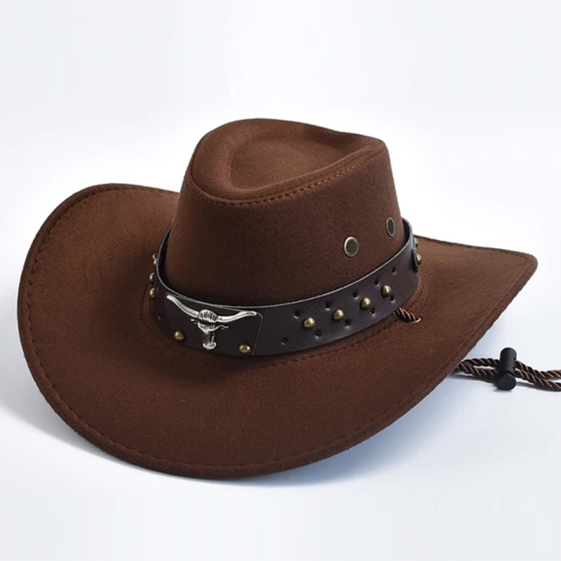 Cross-Border Artificial Suede Western Cowboy Hat Retro Large-Brimmed Gentleman Cowboy Jazz Hat Outdoor Sunshade Sun Hat Cross-Border Artificial Suede Western Cowboy Hat Retro Large-Brimmed Gentleman Cowboy Jazz Hat Outdoor Sunshade Sun Hat