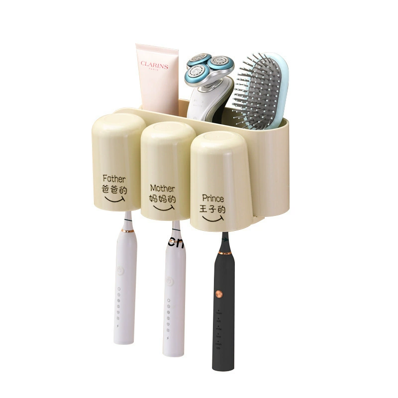 Wall -mounted toothbrush stand, toilet toothpaste toothpaste, mouthwash, rinse, cup, punch -free category label toothbrush rack