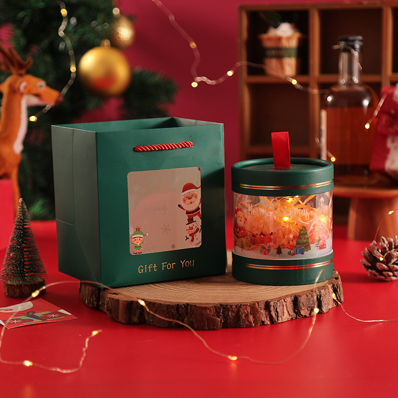 クリスマスリンゴ箱透明平安果包装箱お土産抱っこ桶平安夜リンゴ袋包装箱卸売り|undefined