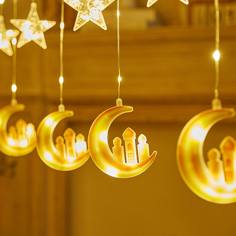 Luces LED de cadena, luces de cortina de estrellas y luna, nuevo producto, luces populares, decoración de ambiente para habitaciones, luces navideñas, fabricante, venta al por mayor