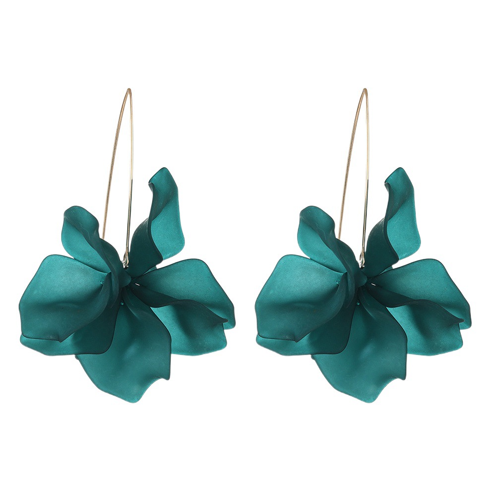 Europe and the United States cross-border AliExpress explosions ZA fashion long flower earrings Europe and the United States exaggerated temperament Joker earrings
