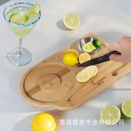 跨境木质调料盘香料容器盐边盒调酒师盐沾糖品盘鸡尾酒盘
