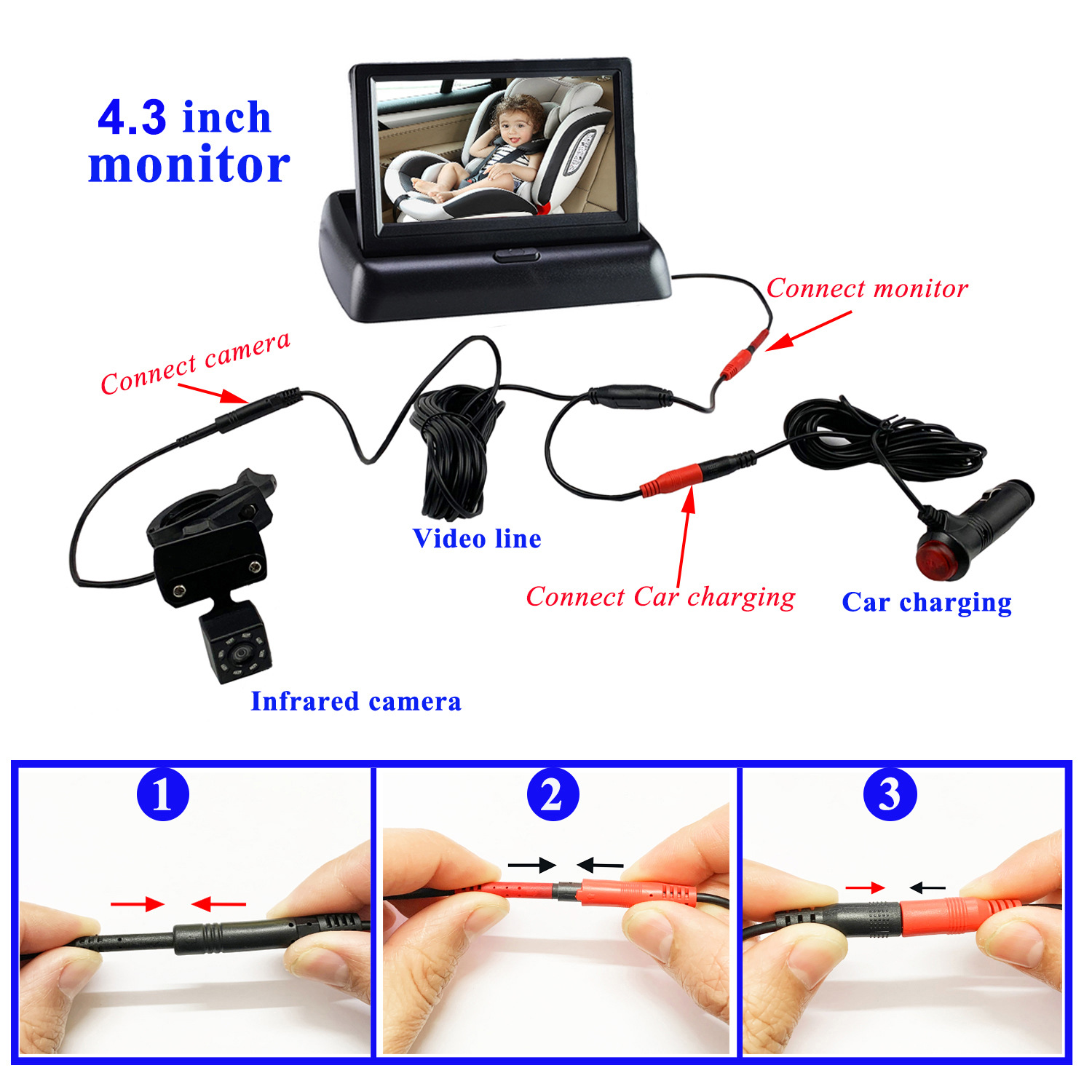 Amazon Bestseller 4.3inch Baby Car Monitor Baby Rearview Camera Baby Car Mirror