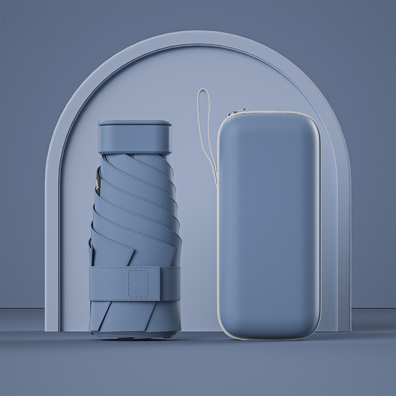 Paraguas de protección solar de vinilo creativo mini paraguas de seis pliegues paraguas de cápsula de bolsillo pequeño para mujer lluvia y lluvia paraguas de sol de doble uso